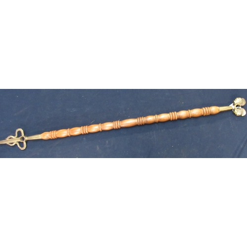 805 - Unusual Gourd/staff with spear point, turned shaft  and double head finial, overall L111cm