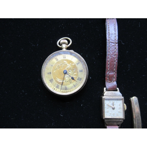 17 - Ladies fob watch with bright cut back, a ladies cocktail watch with rolled gold bracelet strap and a... 