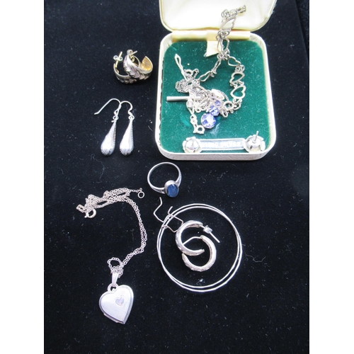 21 - Collection of Sterling silver Jewellery including necklaces with pendants (3), pair of drop pendant ... 