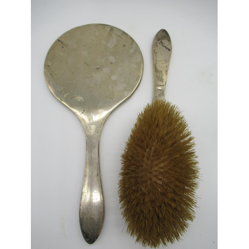 37 - Hallmarked Sterling silver dressing table cased set of a hair brush and hand mirror (missing mirror)... 