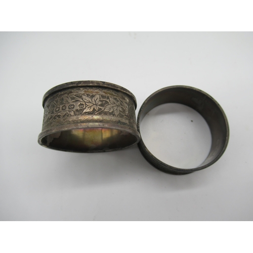 44 - Set of four hallmarked silver napkin rings Birmingham 1894, a hallmarked silver pierced dish Chester... 