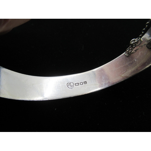 16 - Hallmarked Sterling silver bright cut hinged bangle, another similar, and a Sterling silver bright c... 