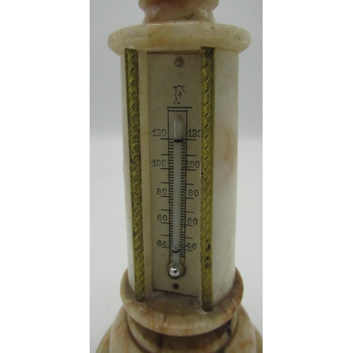 60 - 19th century Grand Tour alabaster desk thermometer with gilt metal ropetwist decoration, Fahrenheit ... 