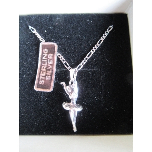 25 - Sterling silver ballerina pendant on figaro chain stamped 925 and a collection of costume jewellery