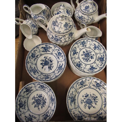 107 - Johnson Bros Indies pattern blue and white part breakfast service