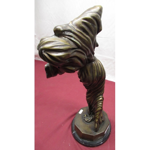 117 - Art Nouveau style cast bronzed female figure on black variegated marble base H52cm