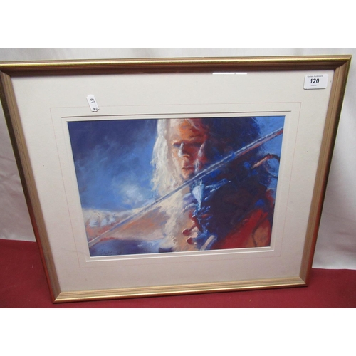 120 - Robert Brindley RSMA (Contemporary); 'The Violinist, watercolour, titled verso, signed, 36cm x 26cm