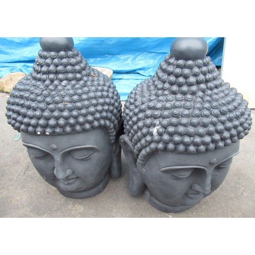 60 - Craig Revel Horwood Collection - pair of composition Tibetan style God heads H60cm (2)
