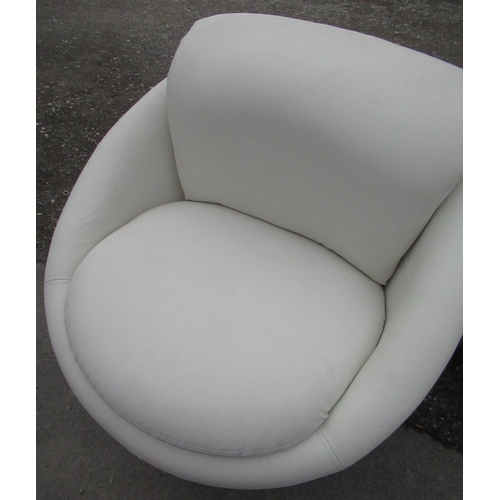 65 - Craig Revel Horwood Collection - white upholstered Art Deco style tub chair on chrome swivel base