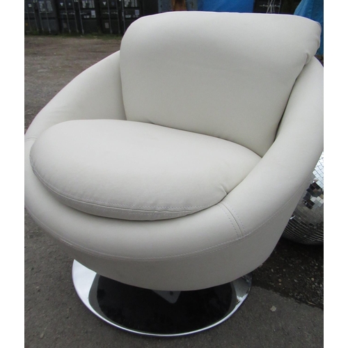 65 - Craig Revel Horwood Collection - white upholstered Art Deco style tub chair on chrome swivel base