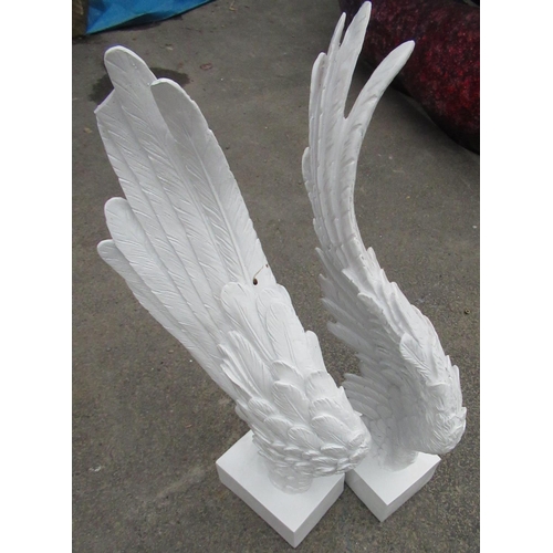 67 - Craig Revel Horwood Collection - pair of white finish Angel wings on square bases H48cm (2)