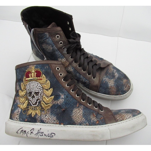 69 - Craig Revel Horwood Collection - pair of Donald J Pliner faux snakeskin high top trainers with diama... 