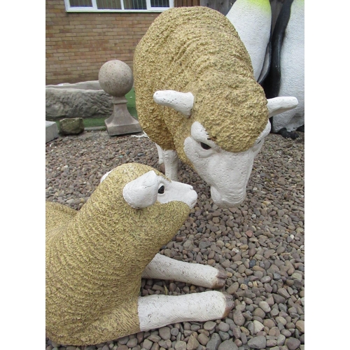 74 - Craig Revel Horwood Collection - composite model of a grazing sheep and a lamb H66cm L100cm (2)