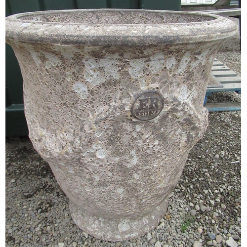 75 - Craig Revel Horwood Collection - pair of large aged composition garden planters with relief decorati... 