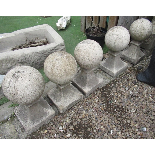 76 - Craig Revel Horwood Collection - set of five composition ball finials on square tapering bases H48cm