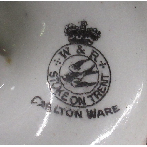 153 - Six pieces of black Carlton Ware with apple blossom design including vases, water jug etc, an Arthur... 