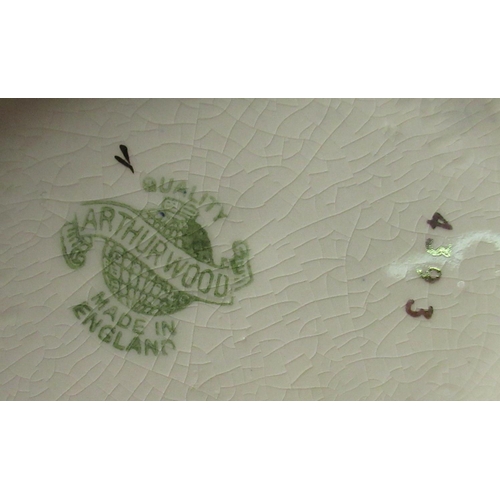 153 - Six pieces of black Carlton Ware with apple blossom design including vases, water jug etc, an Arthur... 