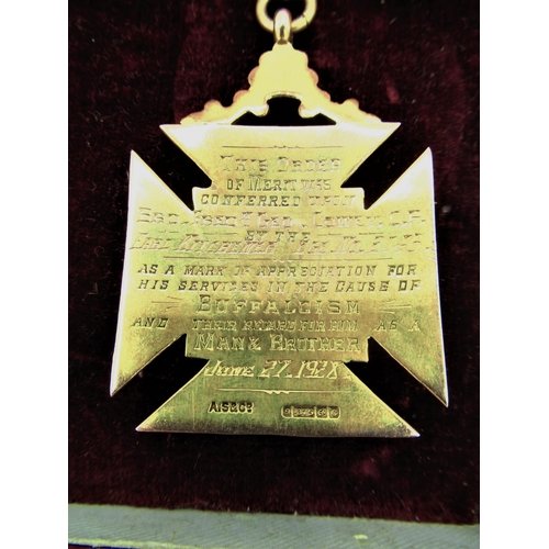 2 - Royal Order Of Antediluvian Buffaloes hallmarked 9ct gold Order of Merit medal, awarded to Bro.Fred.... 