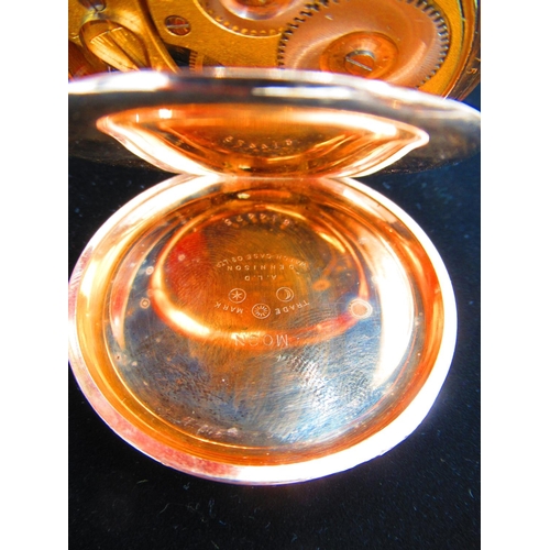 16 - Late C19th/early C20th Keystone open faced keyless pocket watch. 10ct Dennison Moon rolled gold case... 