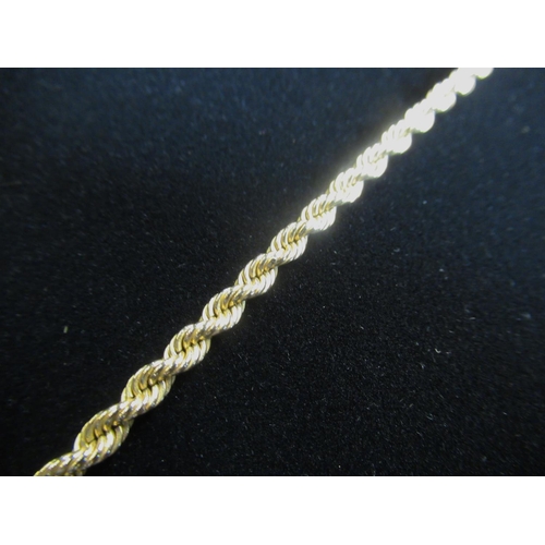 30 - 9ct gold rope chain necklace with spring ring clasp stamped 9KT, L51cm 6g