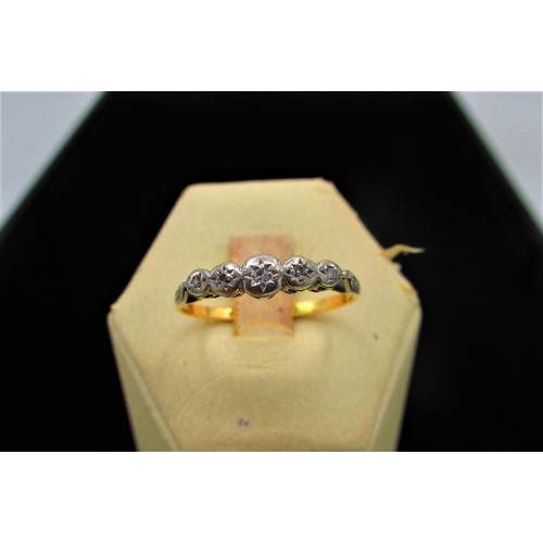 26 - 18ct gold five stone diamond ring Size T stamped 18ct, 2.3g gross