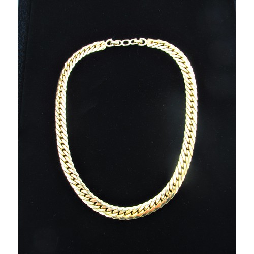 48 - Vintage gold plated flat curb link stamped Chr. Dior to both ends of the clasp L40cm