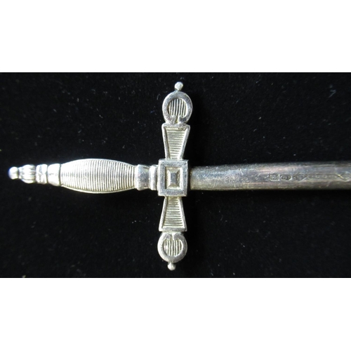 77 - Silver plated letter opener in the form of a two handed sword stamped Wellner 100 1 1/4