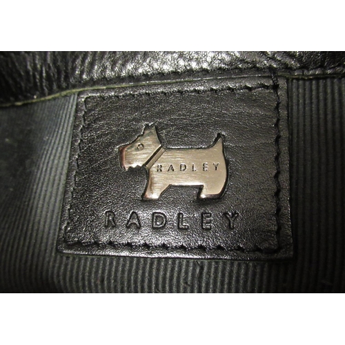 228 - Radley black leather ladies handbag complete with dust cover, Radley light tan ladies handbag with t... 