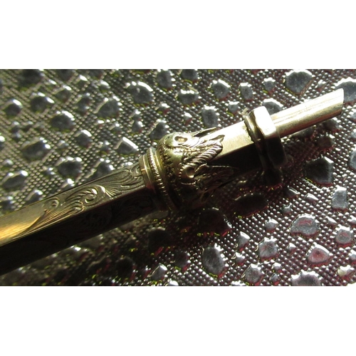 99 - Late Victorian rolled gold combination propelling pencil and pen of hexagonal form with bright cut d... 