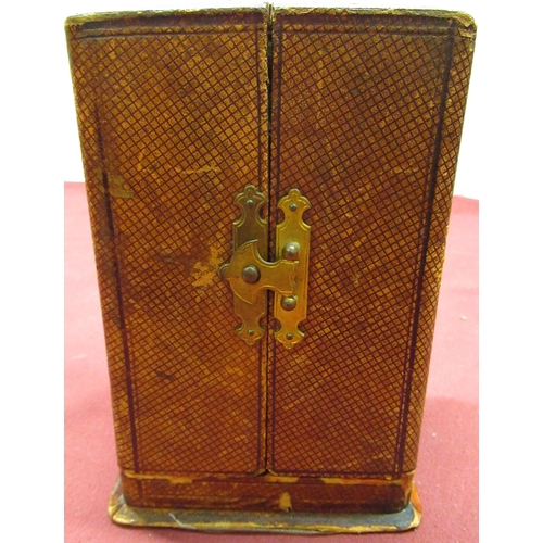 129 - Late C19th French brass gorge cased carriage time piece with beveled glass panels, later replacement... 