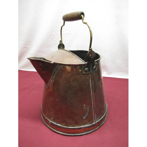 161 - Copper two gallon cream type churn with brass swing handle, H29cm