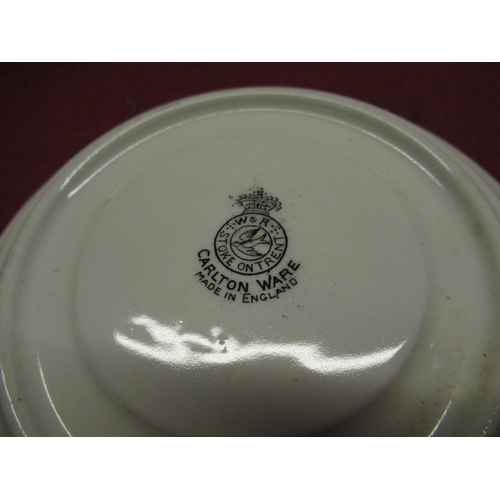 162 - Carlton Ware orange black and white bowl with black and white decoration of children playing, five s... 