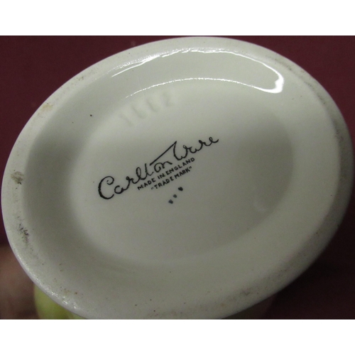 164 - Carlton Ware yellow coffee pot, Carlton Ware green tea pot with relief molded flowers, three Carlton... 