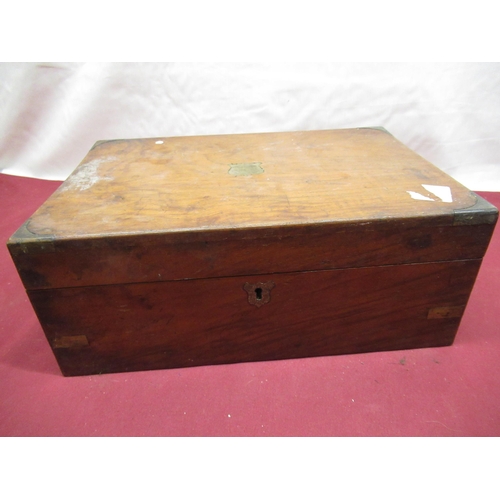 165 - Victorian mahogany writing box with brass bound corners and embossed black leather writing slope (AF... 