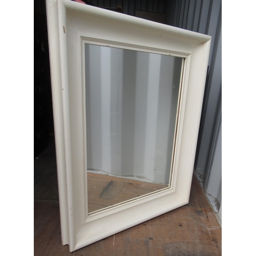 205 - White painted pine wardrobe with two doors above two drawers W80cm D55cm H185cm, and a rectangular m... 