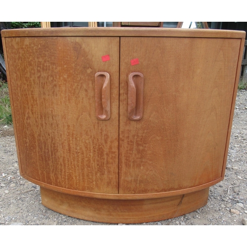254 - Mid century G plan teak side cabinet with two glazed doors and a shelf above further pair of doors W... 