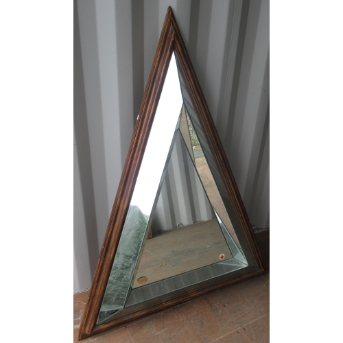 256 - Craftline mirror with segmented triangular plate in moulded frame W112cm D150cm
