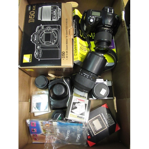 291 - Nikon D50 digital SLR , 18 - 55mm camera lens including box (missing battery charger), Sigma 70 - 30... 