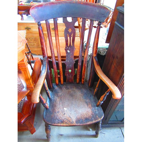 368 - Victorian beech and elm Windsor style kitchen armchair