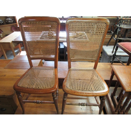 428 - Pair of Edwardian beech framed bedroom chairs with caned seats and backs and a nest of three rectang... 