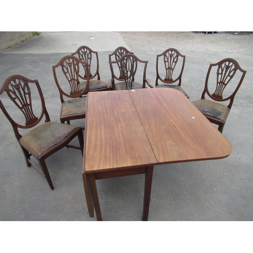 435 - Set of C19th Hepplewhite style mahogany dining chairs with urn pierced splat and serpentine drop in ... 