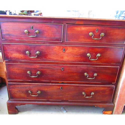 379 - Geo.III mahogany chest of two short above three long drawers on bracket feet W91 D46 H81