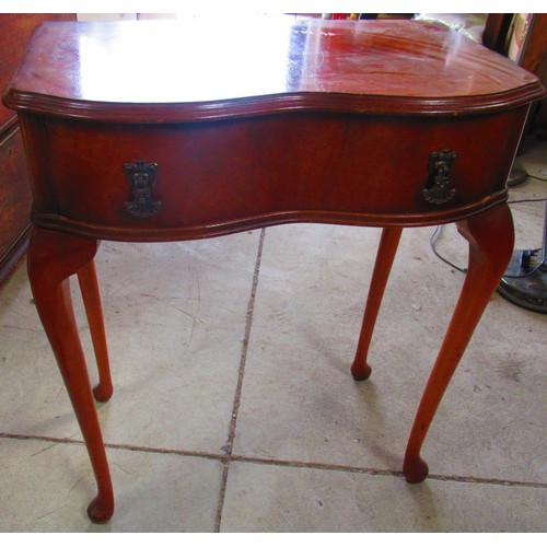 382 - Walnut single drawer side table on cabriole legs, W59cm D37cm H71cm