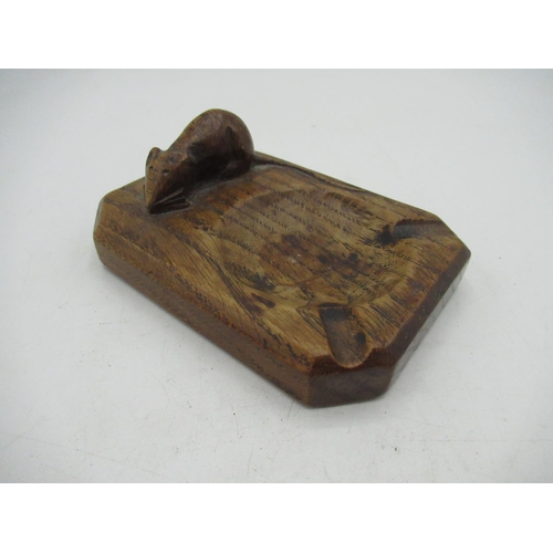 2061 - Robert Mouseman Thompson - oak rectangular ashtray, carved with signature mouse, W10cm D7cm H3.5cm, ... 