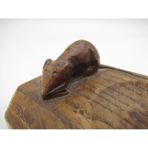 2061 - Robert Mouseman Thompson - oak rectangular ashtray, carved with signature mouse, W10cm D7cm H3.5cm, ... 