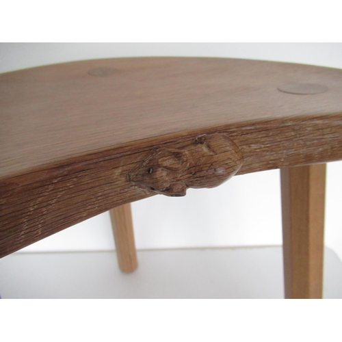2046 - Robert Mouseman Thompson - oak cow stool, kidney shaped top on three outsplayed octagonal tapering s... 