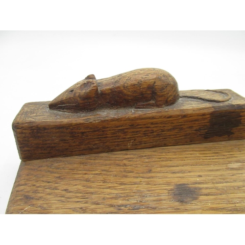 2044 - Robert Mouseman Thompson - oak rectangular cheese board, the knife rest carved with signature mouse,... 