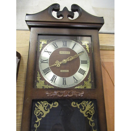 528 - President quartz wall clock, B.Ford (British late C19th) 'Before Codbeck near Sheepwash,' oil on boa... 