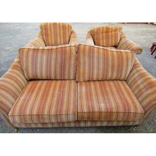 513 - Parker Knoll country house style two seat sofa upholstered in Regency type stripe W205cm D100cm H80c... 
