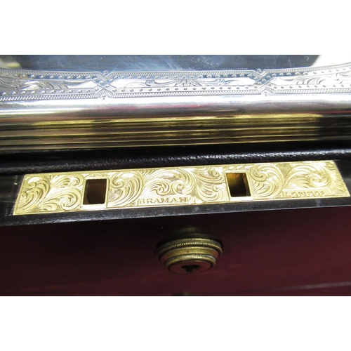 2079 - Victorian Asprey & Son brass bound coromandel Vanity box, fitted interior with ten silver hallmarked... 